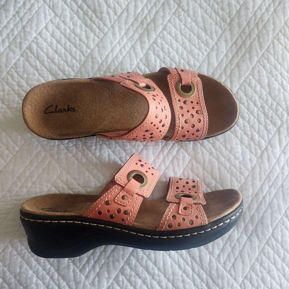 Clarks leather slide on sandals - Picture 5 of 10